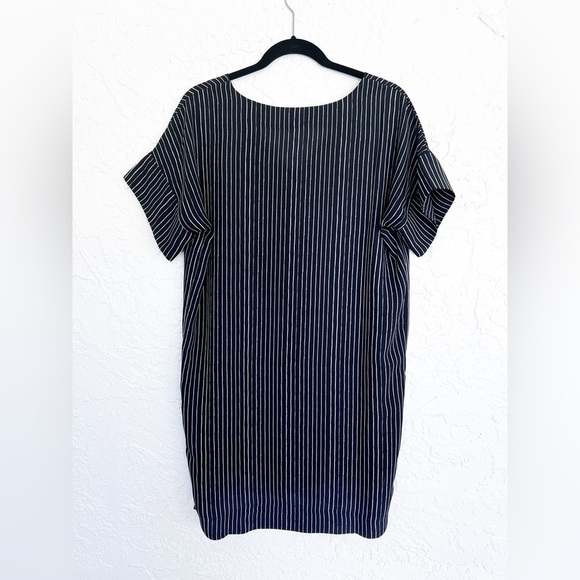 Madewell Novel Striped V-Neck Shift Dress Black size Small - Picture 3 of 5